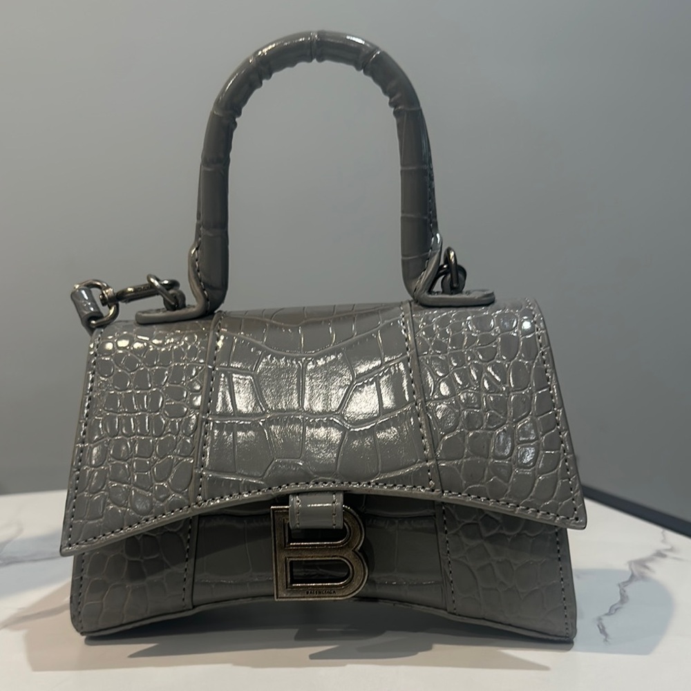 Balenciaga Gray Mini Bag with Croc Texture